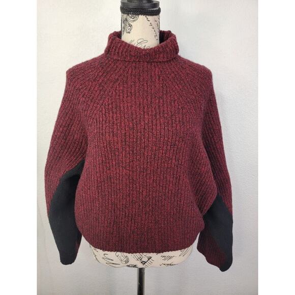 Zadig & Voltaire Lola AZ Sweater Womens XS Merino Wool Crop Oversized Burgundy - Picture 2 of 12